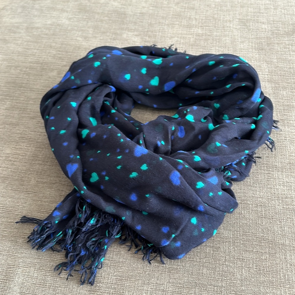 Pure Collection Ultra Soft Modal Scarf Blue Hearts
